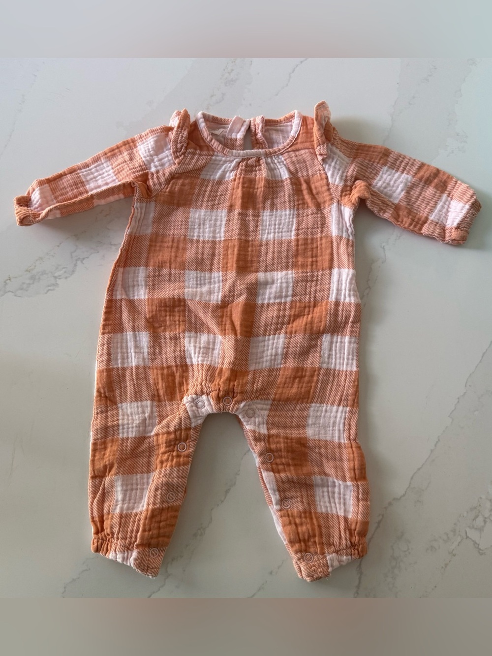 Mud Pie Fall Gingham Plaid Onesie - 3-6 months